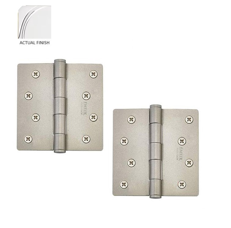 Emtek Residential Duty Steel Plain Bearing Hinge, 4" x 4" with 1/4" Radius Corners in Polished Chrome finish