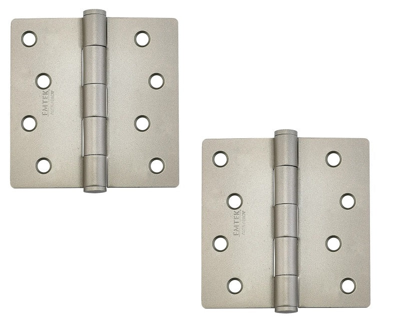 Emtek Residential Duty Steel Plain Bearing Hinge, 4" x 4" with 1/4" Radius Corners in Tumbled White Bronze finish