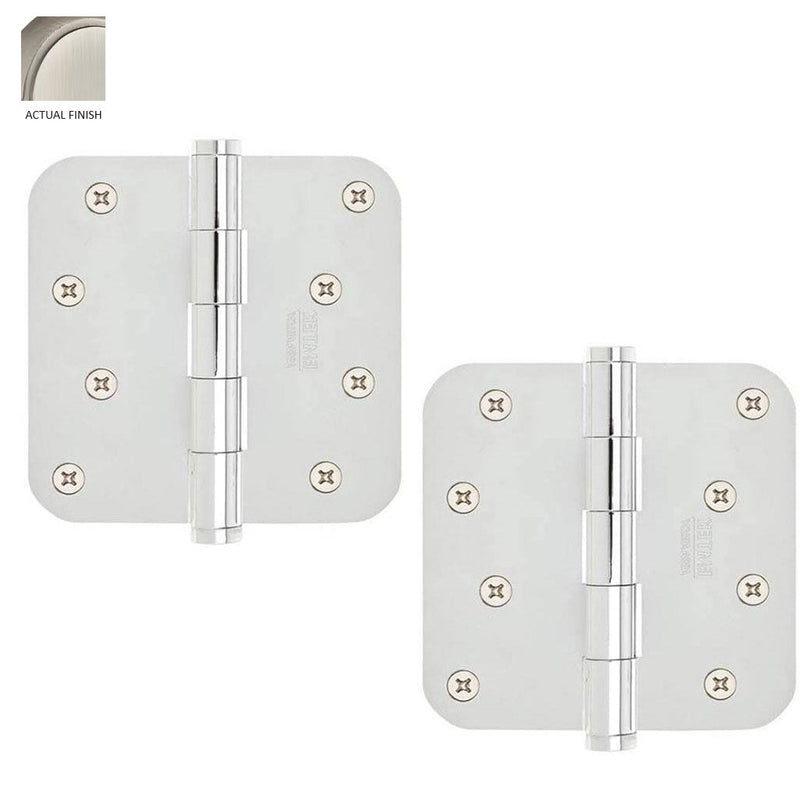 Emtek Residential Duty Steel Plain Bearing Hinge, 4" x 4" with 5/8" Radius Corners in Pewter finish