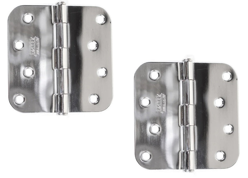 Emtek Residential Duty Steel Plain Bearing Hinge, 4" x 4" with 5/8" Radius Corners in Polished Chrome finish