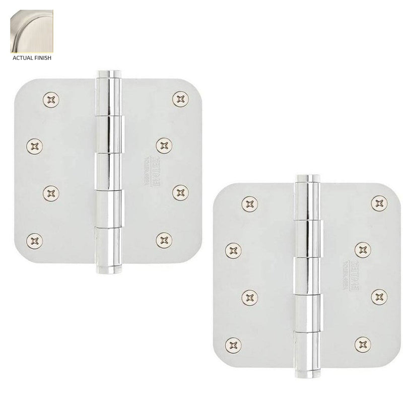 Emtek Residential Duty Steel Plain Bearing Hinge, 4" x 4" with 5/8" Radius Corners in Satin Nickel finish