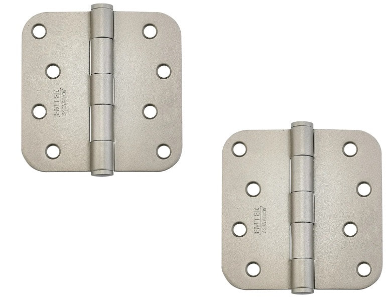 Emtek Residential Duty Steel Plain Bearing Hinge, 4" x 4" with 5/8" Radius Corners in Tumbled White Bronze finish