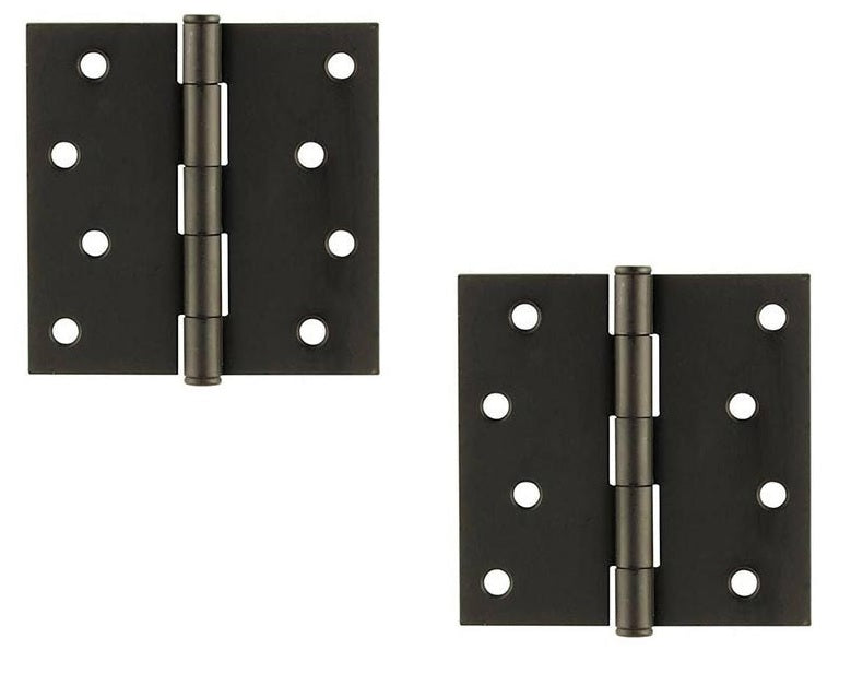 Emtek Residential Duty Steel Plain Bearing Hinge, 4" x 4" with Square Corners in Flat Black finish