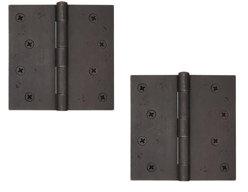 Emtek Residential Duty Steel Plain Bearing Hinge, 4" x 4" with Square Corners in Medium Bronze Patina finish