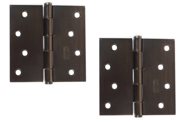 Emtek Residential Duty Steel Plain Bearing Hinge, 4" x 4" with Square Corners in Oil Rubbed Bronze finish