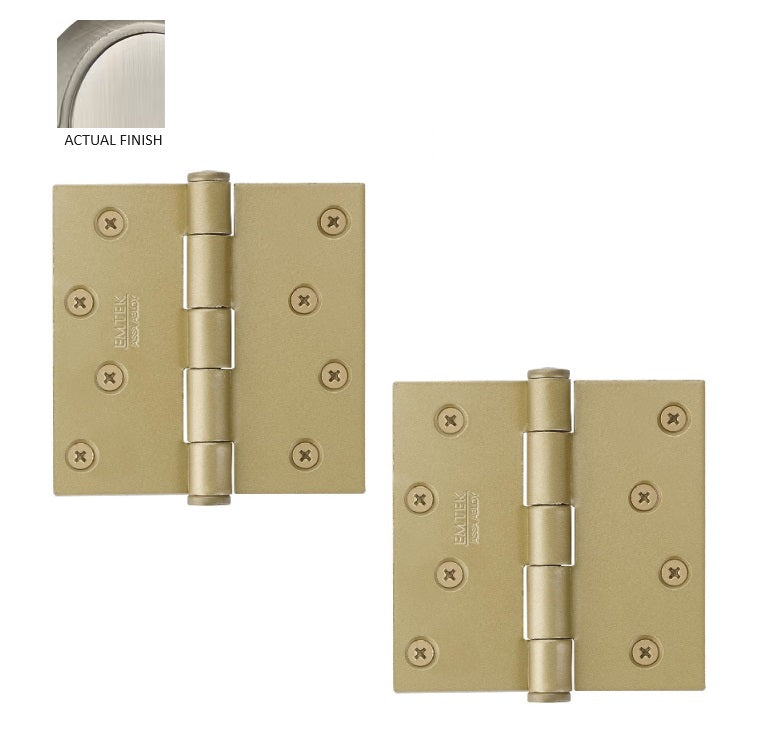 Emtek Residential Duty Steel Plain Bearing Hinge, 4" x 4" with Square Corners in Pewter finish