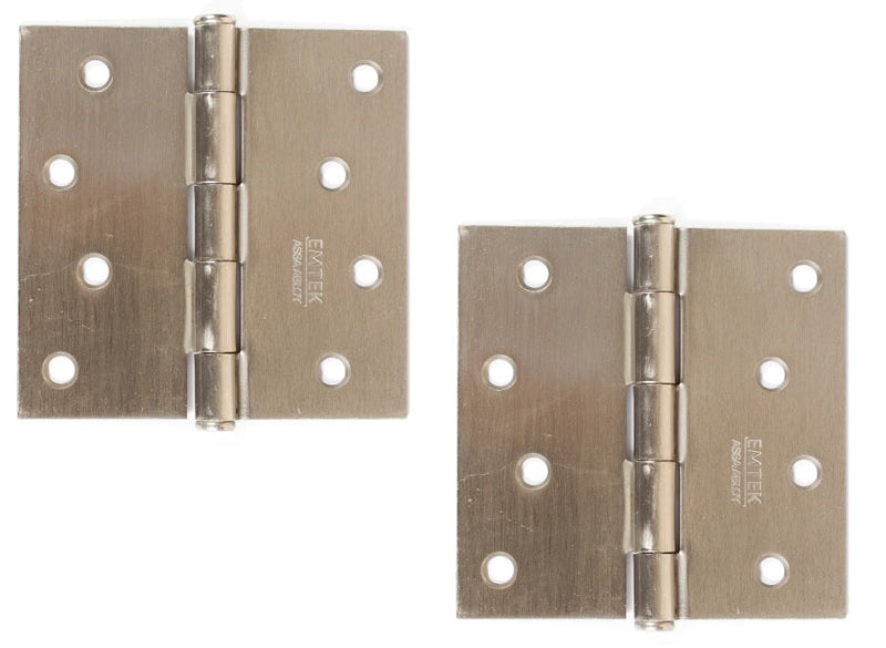 Emtek Residential Duty Steel Plain Bearing Hinge, 4" x 4" with Square Corners in Satin Nickel finish