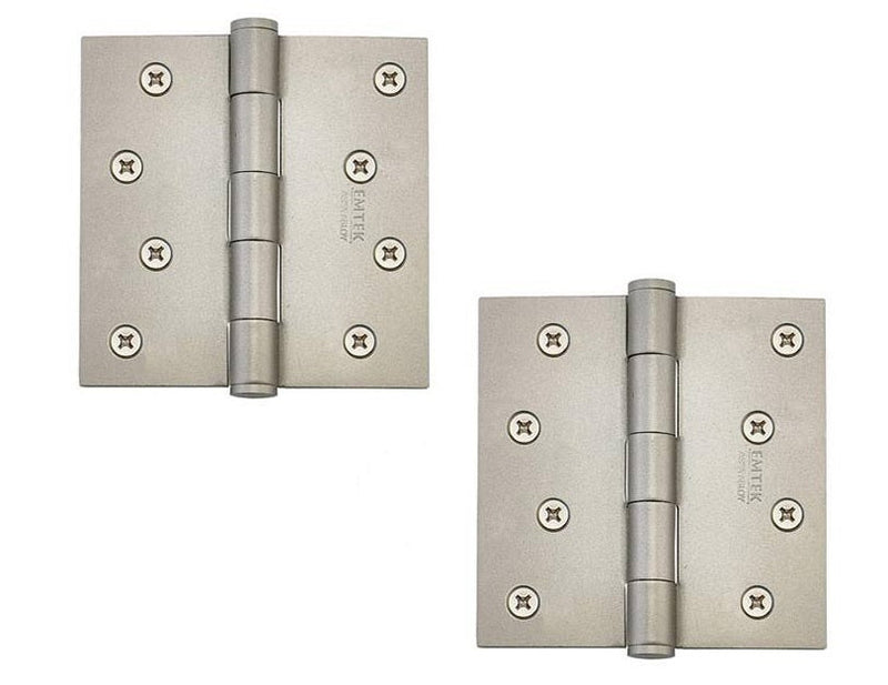 Emtek Residential Duty Steel Plain Bearing Hinge, 4" x 4" with Square Corners in Tumbled White Bronze finish