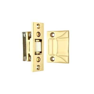 The Emtek Roller Door Catch in Polished Brass finish