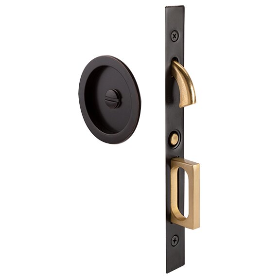 Emtek Round Pocket Door Mortise Lock in Oil Rubbed Bronze finish