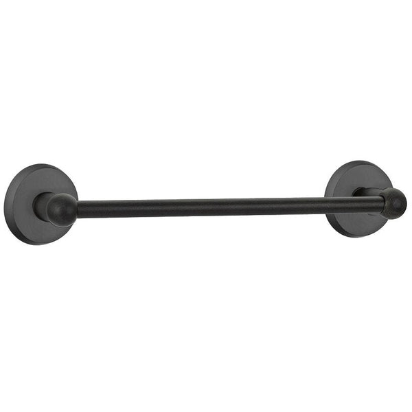 Emtek Sandcast Bronze Towel Bar (30" width) With #2 Rosette in Flat Black Bronze Patina finish