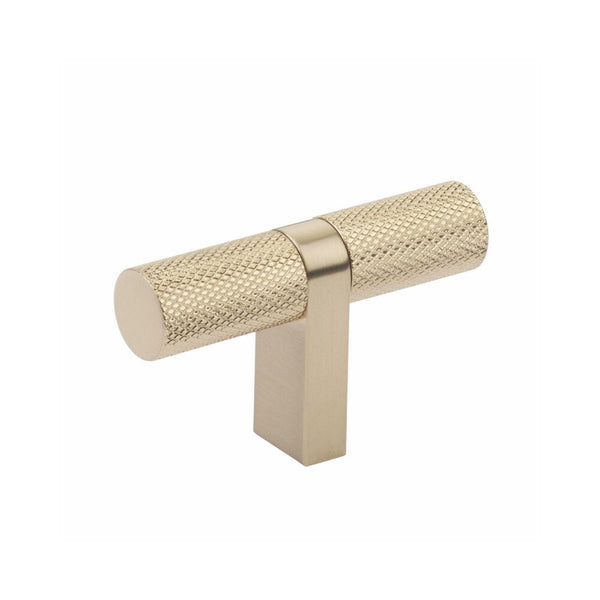 Emtek Select Bar Knurled Cabinet T-Knob, 2 1/4" in Satin Brass finish