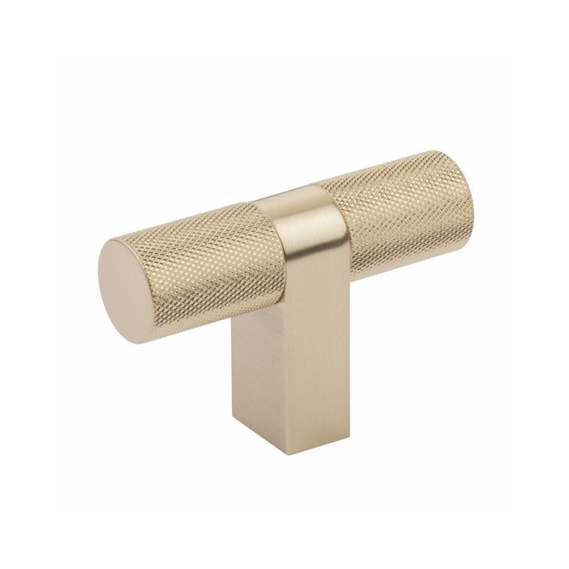 Emtek Select Bar Knurled Cabinet T-Knob, 3 1/8" in Satin Brass finish