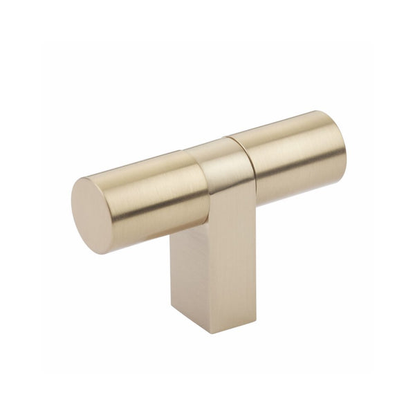 Emtek Select Bar Smooth Cabinet T-Knob, 3 1/8" in Satin Brass finish