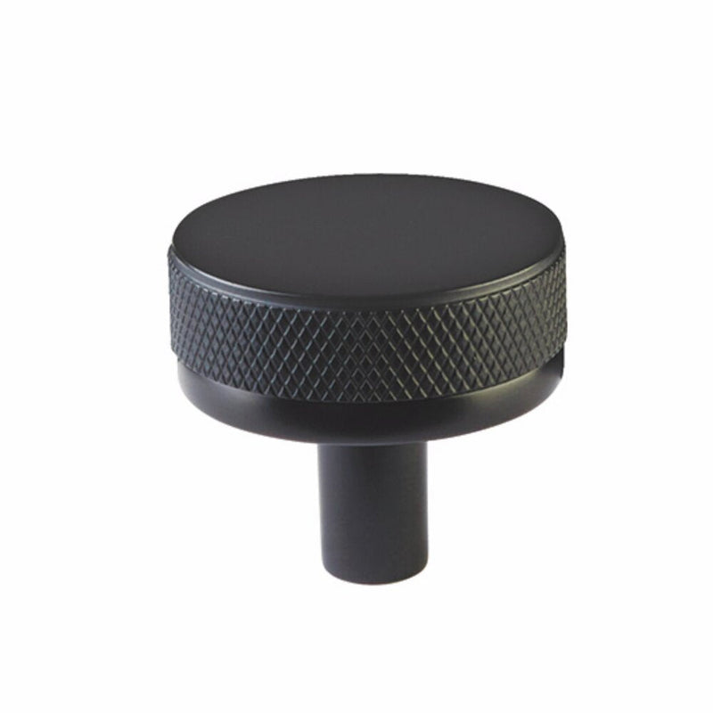 Emtek Select Conical Knurled Cabinet Knob in Flat Black finish