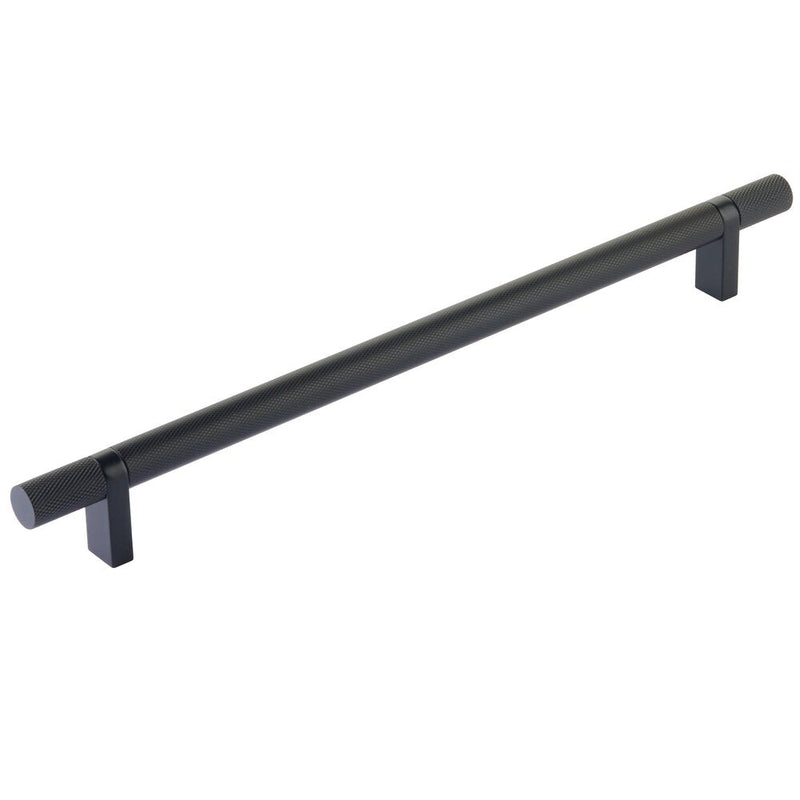 Emtek Select Knurled Cabinet Bar Pull, 10" C-to-C in Flat Black finish