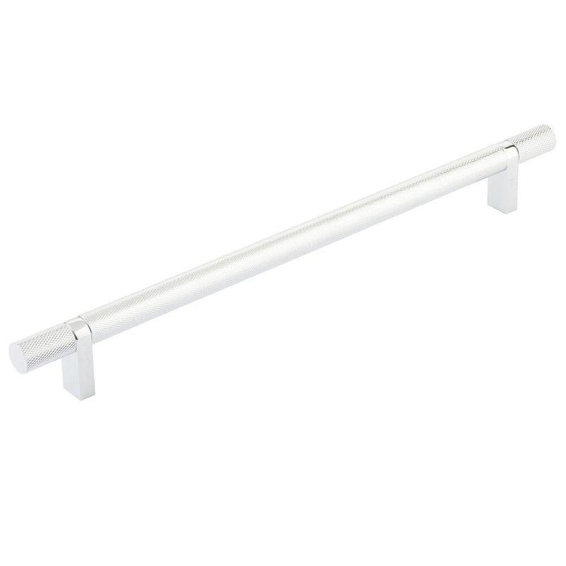 Emtek Select Knurled Cabinet Bar Pull, 10" C-to-C in Polished Chrome finish