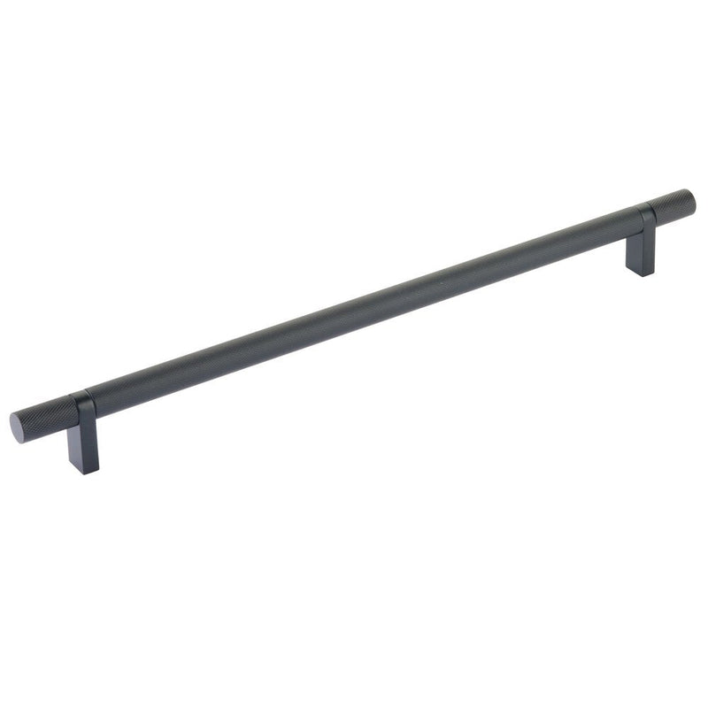 Emtek Select Knurled Cabinet Bar Pull, 12" C-to-C in Flat Black finish