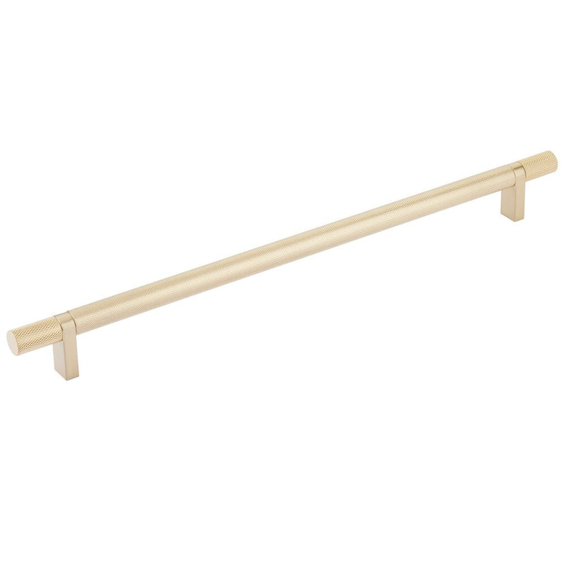 Emtek Select Knurled Cabinet Bar Pull, 12" C-to-C in Satin Brass finish