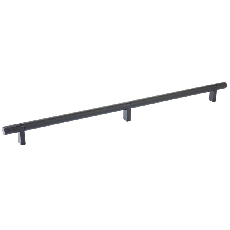 Emtek Select Knurled Cabinet Bar Pull, 16" C-to-C in Flat Black finish