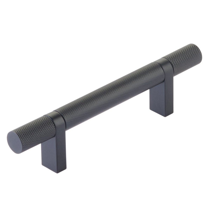 Emtek Select Knurled Cabinet Bar Pull, 3 1/2" C-to-C in Flat Black finish