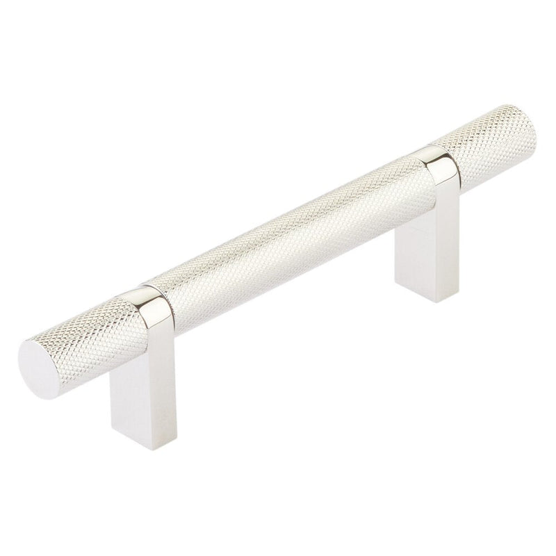 Emtek Select Knurled Cabinet Bar Pull, 3 1/2" C-to-C in Lifetime Polished Nickel finish