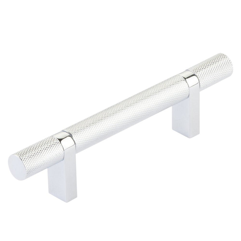 Emtek Select Knurled Cabinet Bar Pull, 3 1/2" C-to-C in Polished Chrome finish