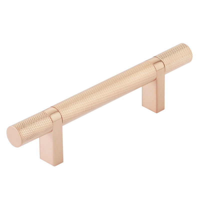 Emtek Select Knurled Cabinet Bar Pull, 3 1/2" C-to-C in Satin Copper finish