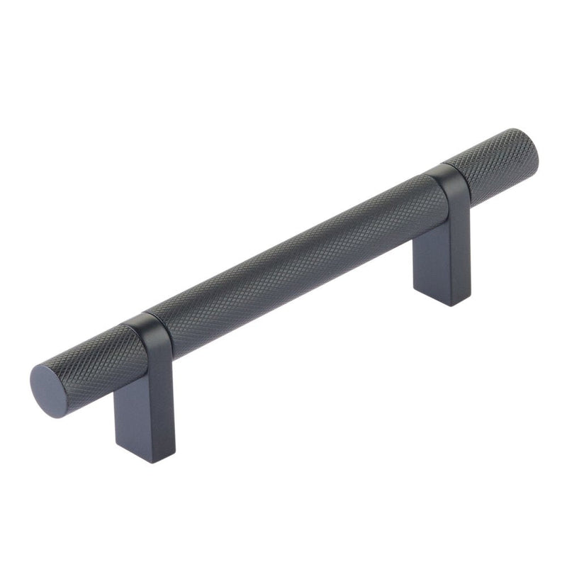 Emtek Select Knurled Cabinet Bar Pull, 4" C-to-C in Flat Black finish