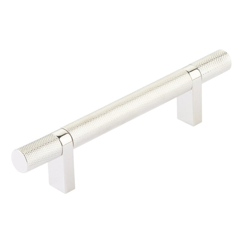 Emtek Select Knurled Cabinet Bar Pull, 4" C-to-C in Lifetime Polished Nickel finish