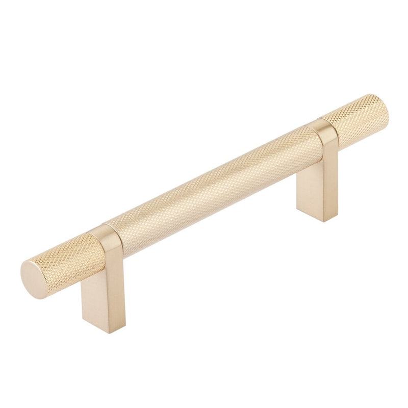 Emtek Select Knurled Cabinet Bar Pull, 4" C-to-C in Satin Brass finish