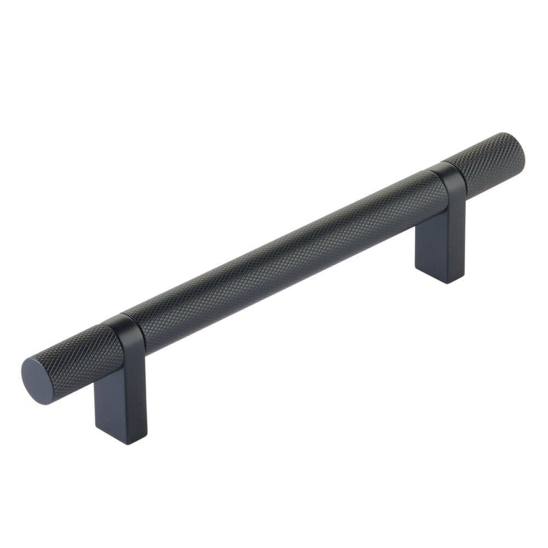 Emtek Select Knurled Cabinet Bar Pull, 5" C-to-C in Flat Black finish