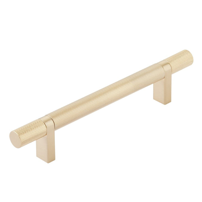 Emtek Select Knurled Cabinet Bar Pull, 5" C-to-C in Satin Brass finish