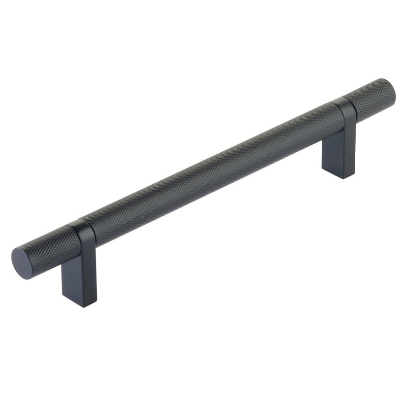 Emtek Select Knurled Cabinet Bar Pull, 6" C-to-C in Flat Black finish