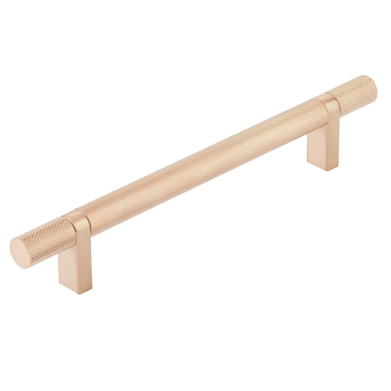 Emtek Select Knurled Cabinet Bar Pull, 6" C-to-C in Satin Copper finish