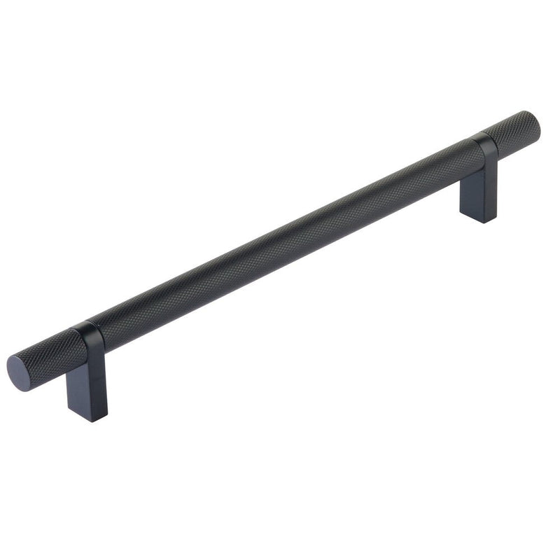 Emtek Select Knurled Cabinet Bar Pull, 8" C-to-C in Flat Black finish