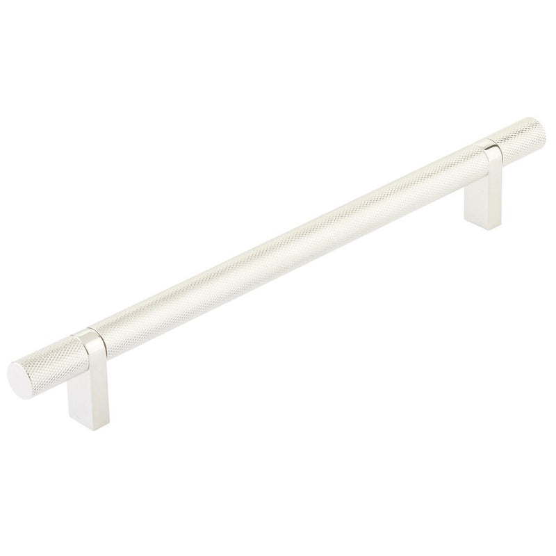 Emtek Select Knurled Cabinet Bar Pull, 8" C-to-C in Lifetime Polished Nickel finish