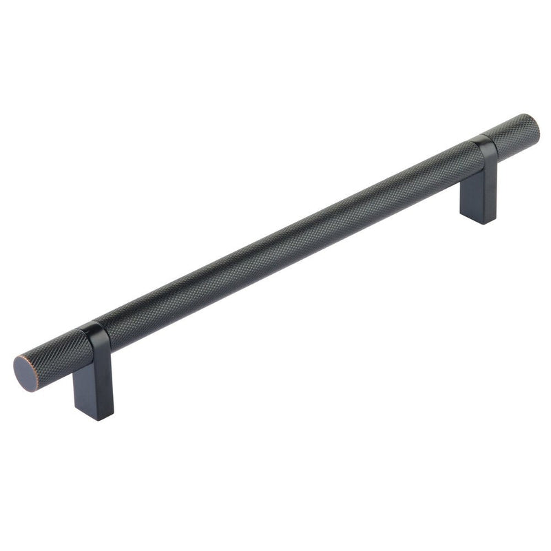 Emtek Select Knurled Cabinet Bar Pull, 8" C-to-C in Oil Rubbed Bronze finish