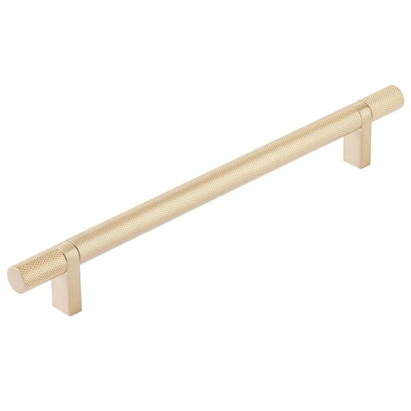 Emtek Select Knurled Cabinet Bar Pull, 8" C-to-C in Satin Brass finish