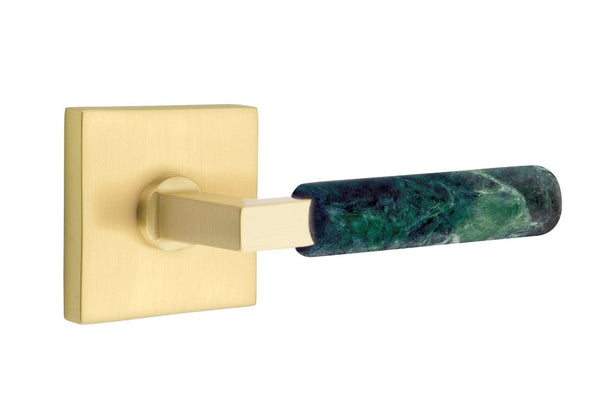 Emtek Select L-Square Green Marble Lever with Square Rosette in finish