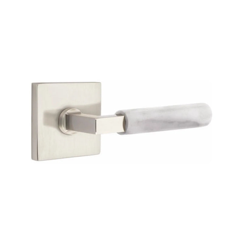 Emtek Select L-Square White Marble Lever with Square Rosette in finish