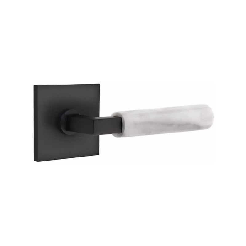 Emtek Select L-Square White Marble Lever with Square Rosette in finish