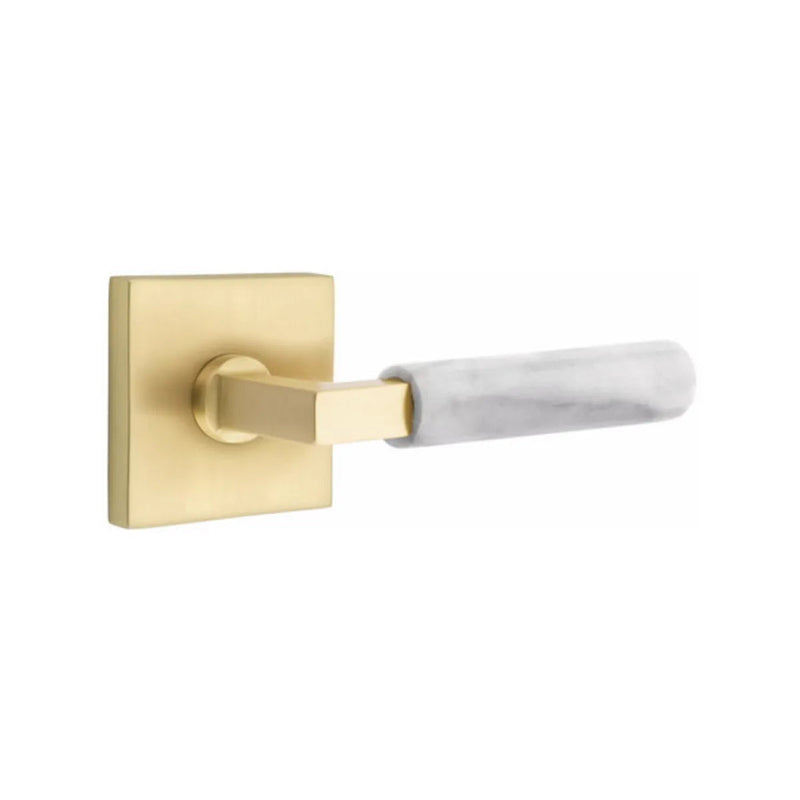 Emtek Select L-Square White Marble Lever with Square Rosette in finish