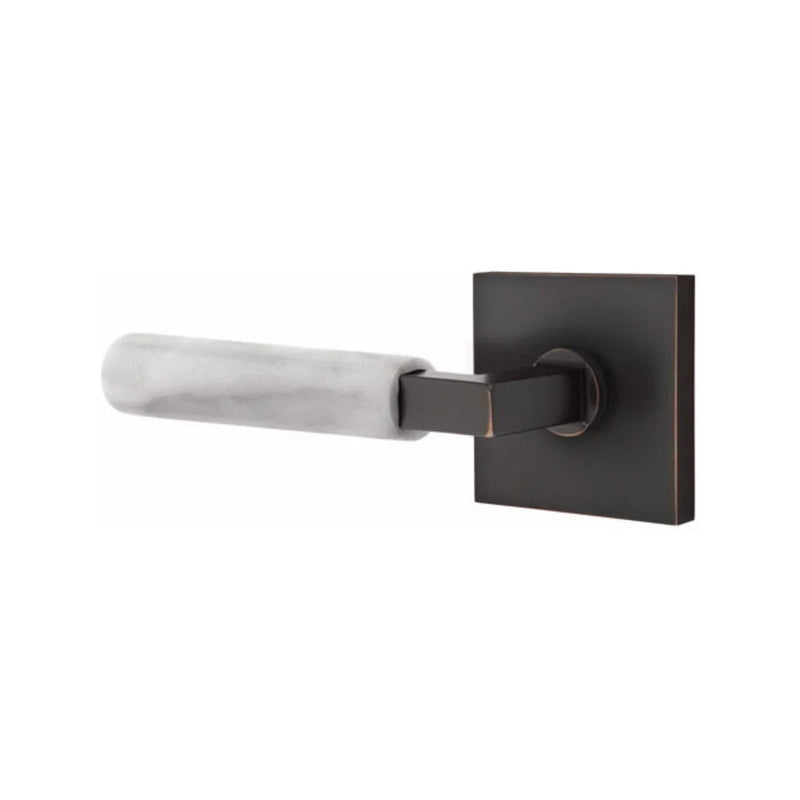 Emtek Select L-Square White Marble Lever with Square Rosette in finish