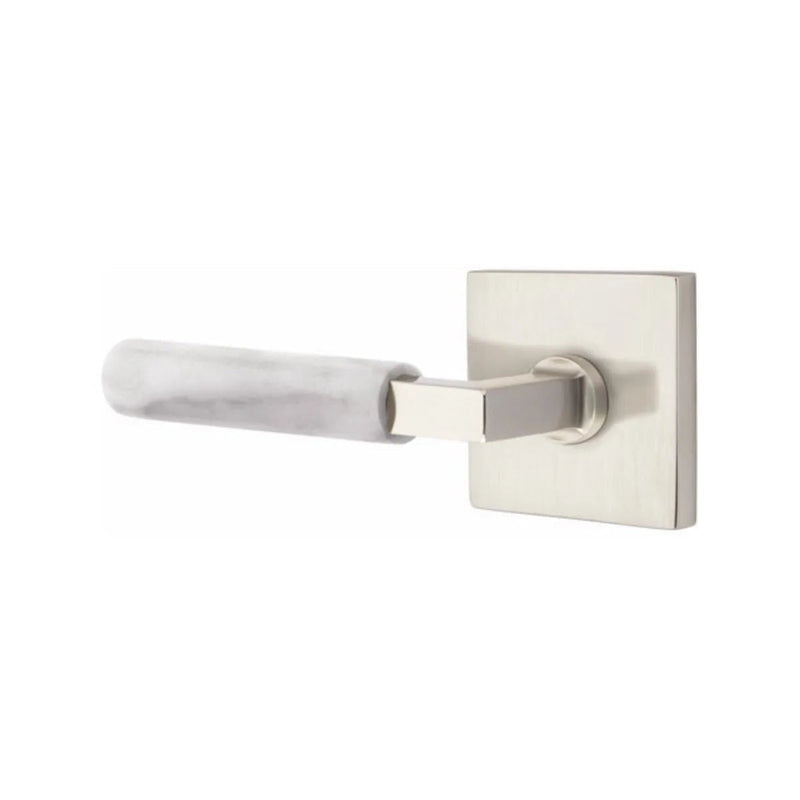 Emtek Select L-Square White Marble Lever with Square Rosette in finish