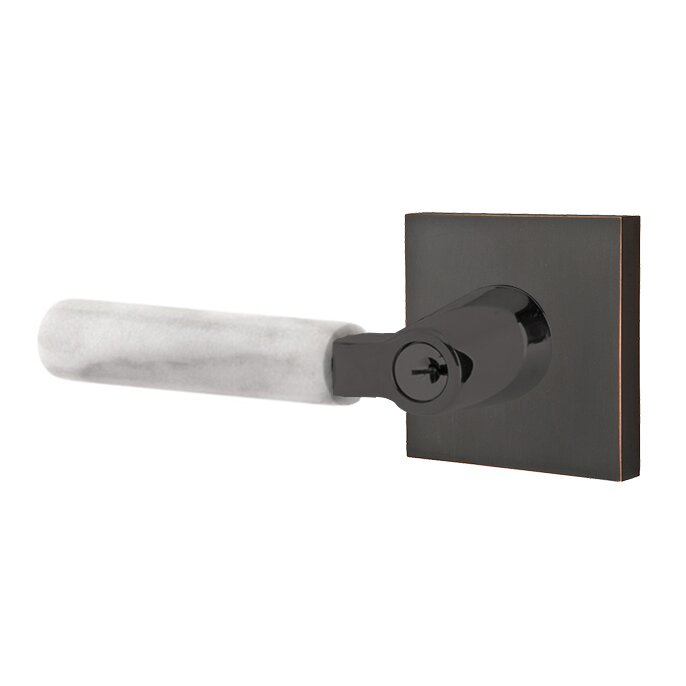 Emtek Select L-Square White Marble Lever with Square Rosette in finish