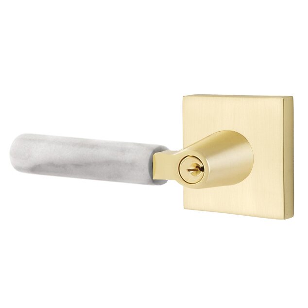 Emtek Select L-Square White Marble Lever with Square Rosette in finish