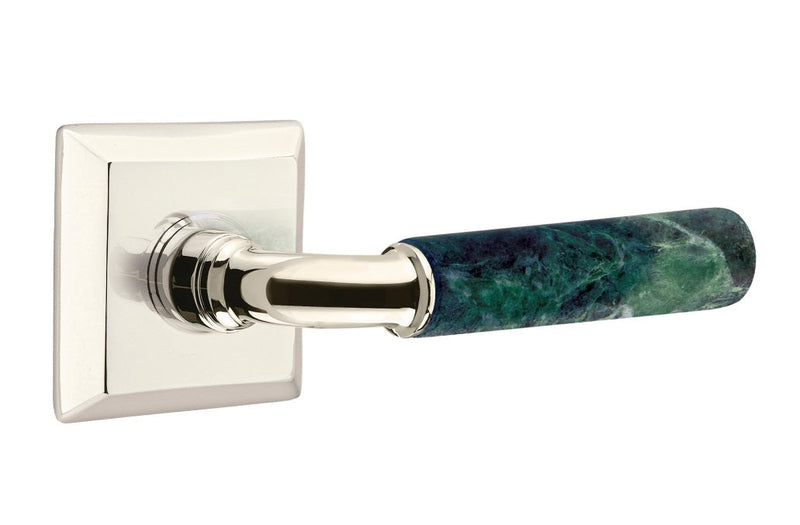 Emtek Select R-Bar Green Marble Lever with Quincy Rosette in finish