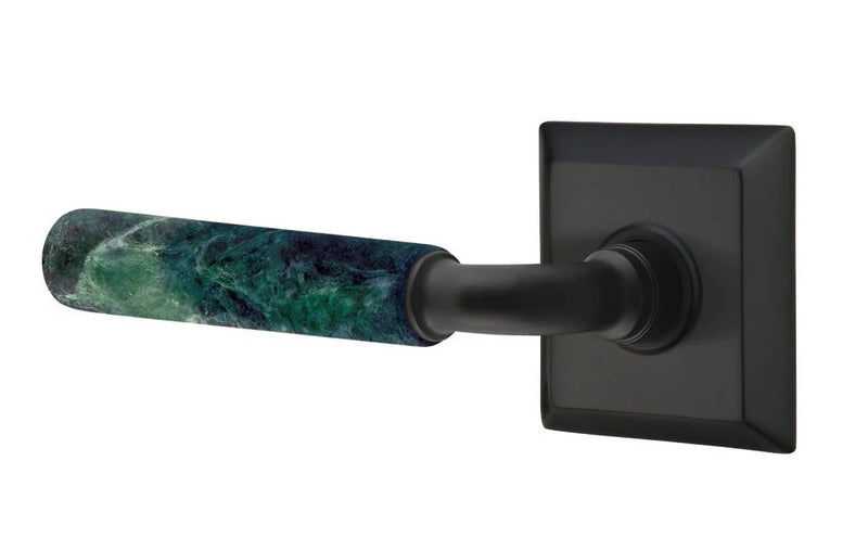 Emtek Select R-Bar Green Marble Lever with Quincy Rosette in finish