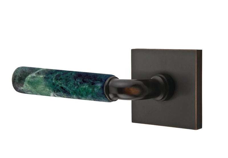 Emtek Select R-Bar Green Marble Lever with Square Rosette in finish